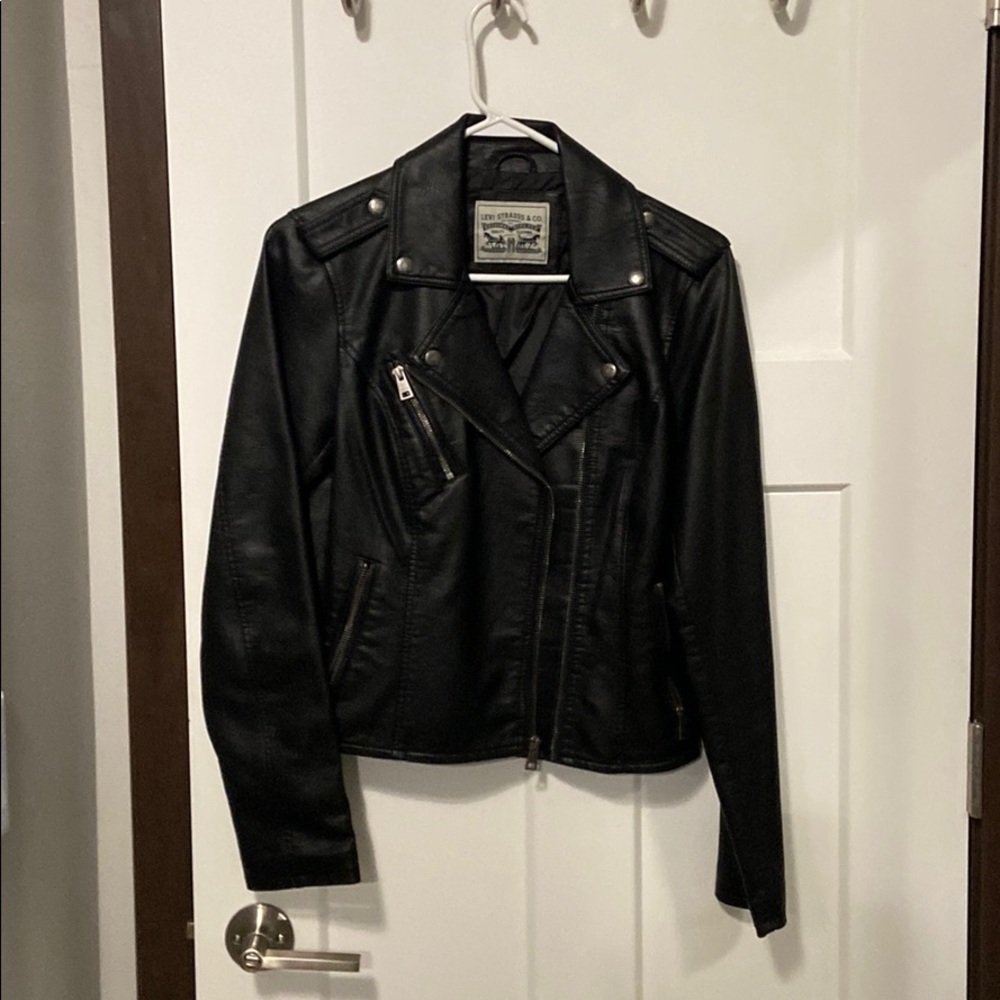 Levi’s black ‘leather’ moto jacket size S